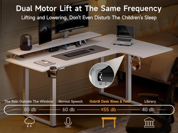 L-Shaped Corner Gaming Desk with Monitor Riser