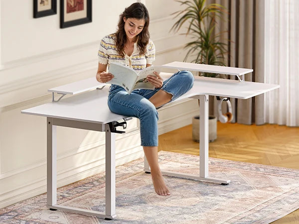 L-Shaped Corner Gaming Desk with Monitor Riser