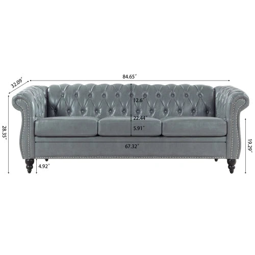 PU Rolled Arm Chesterfield Three Seater Sofa. Home Furniture Luxury Modern Sofa Furniture Living Room