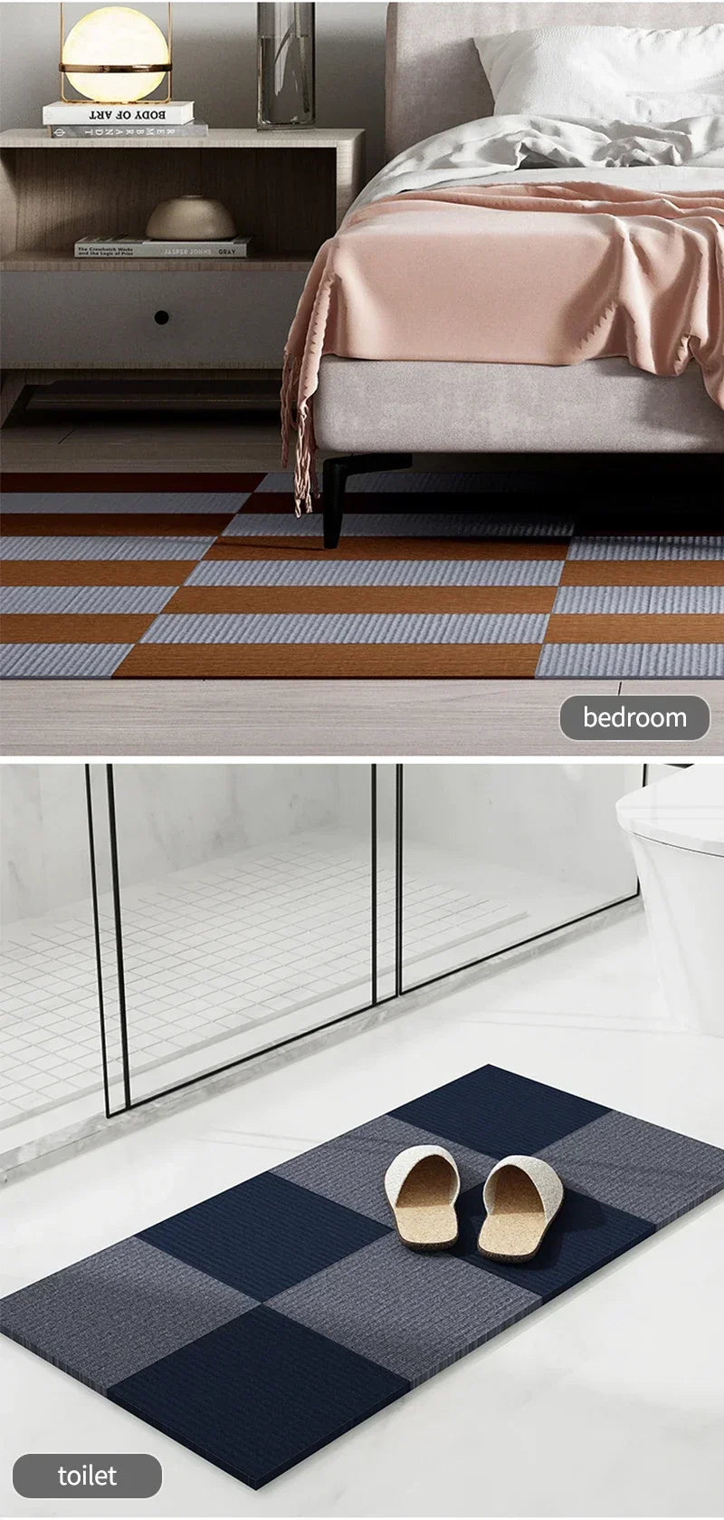 50PCS Self Adhesive Carpet Floor Tiles Sticker Square Rugs Peel and Stick Mat DIY Flooring Kitchen Dining Room Bedroom HomeDecor