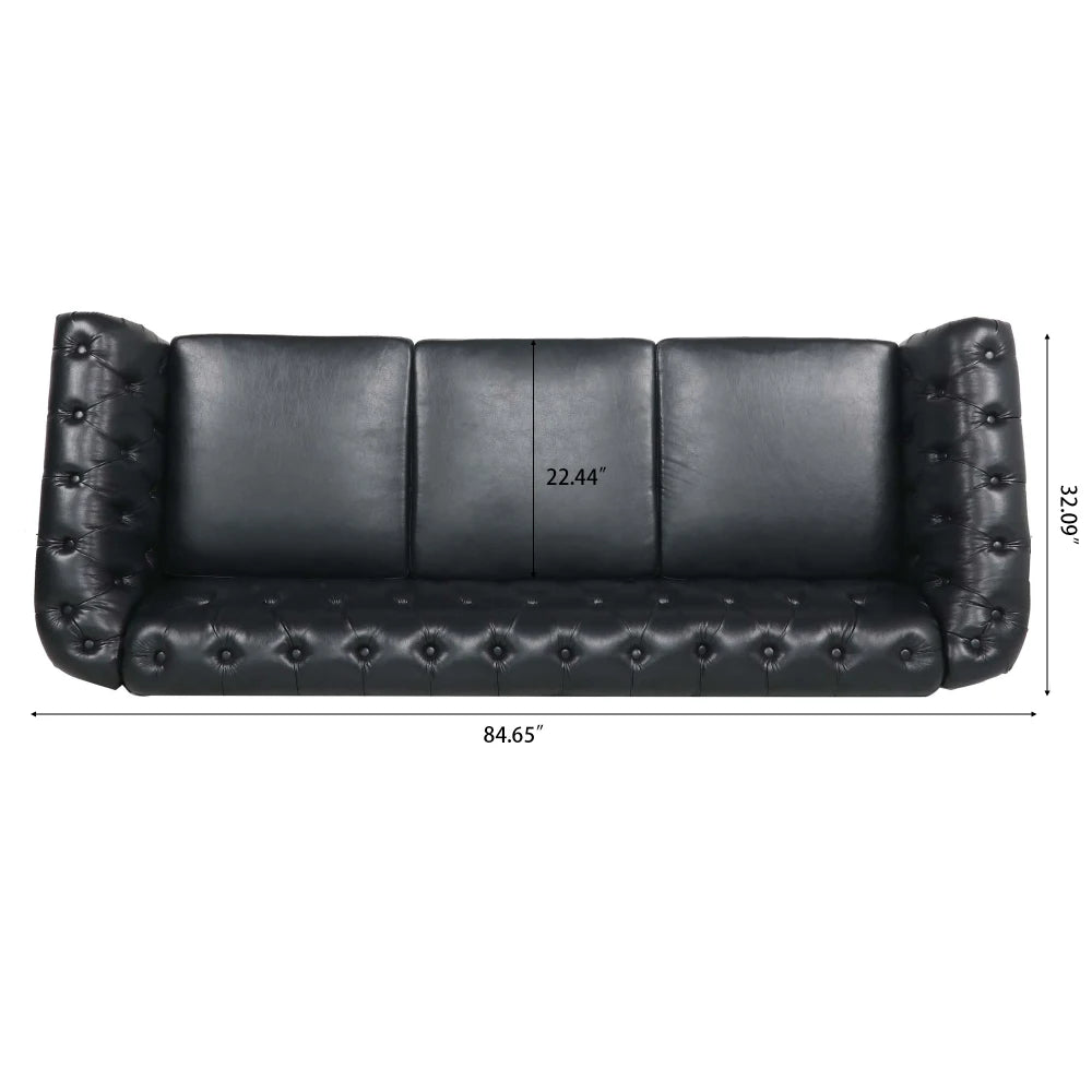 PU Rolled Arm Chesterfield Three Seater Sofa. Home Furniture Luxury Modern Sofa Furniture Living Room
