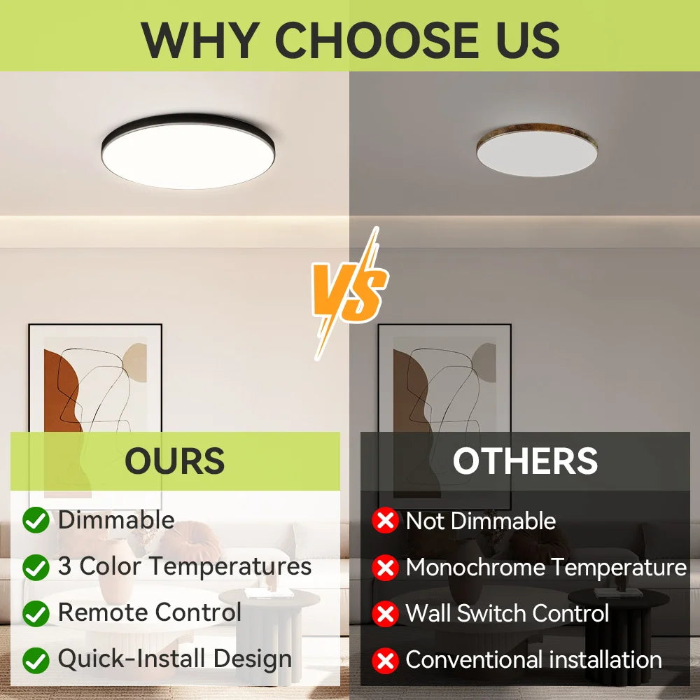 Modern Ceiling Lamps Remote Control Led Ceiling Light Dimmable 50W LED Panel Lamp Light Fixture for Kitchen Bedroom Living Room