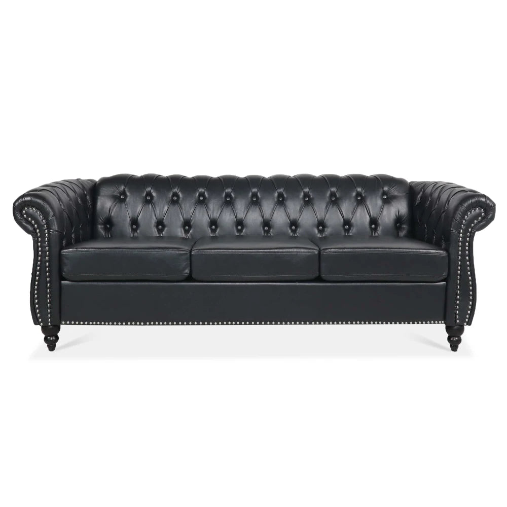 PU Rolled Arm Chesterfield Three Seater Sofa. Home Furniture Luxury Modern Sofa Furniture Living Room