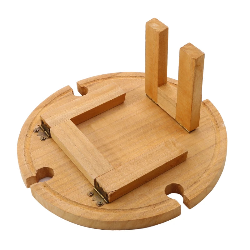 Portable Wooden Outdoor Wine Table with Snack Compartment
