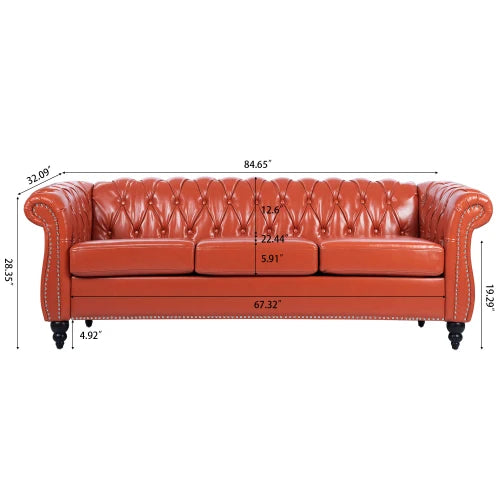 PU Rolled Arm Chesterfield Three Seater Sofa. Home Furniture Luxury Modern Sofa Furniture Living Room