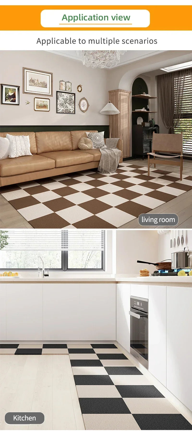 50PCS Self Adhesive Carpet Floor Tiles Sticker Square Rugs Peel and Stick Mat DIY Flooring Kitchen Dining Room Bedroom HomeDecor