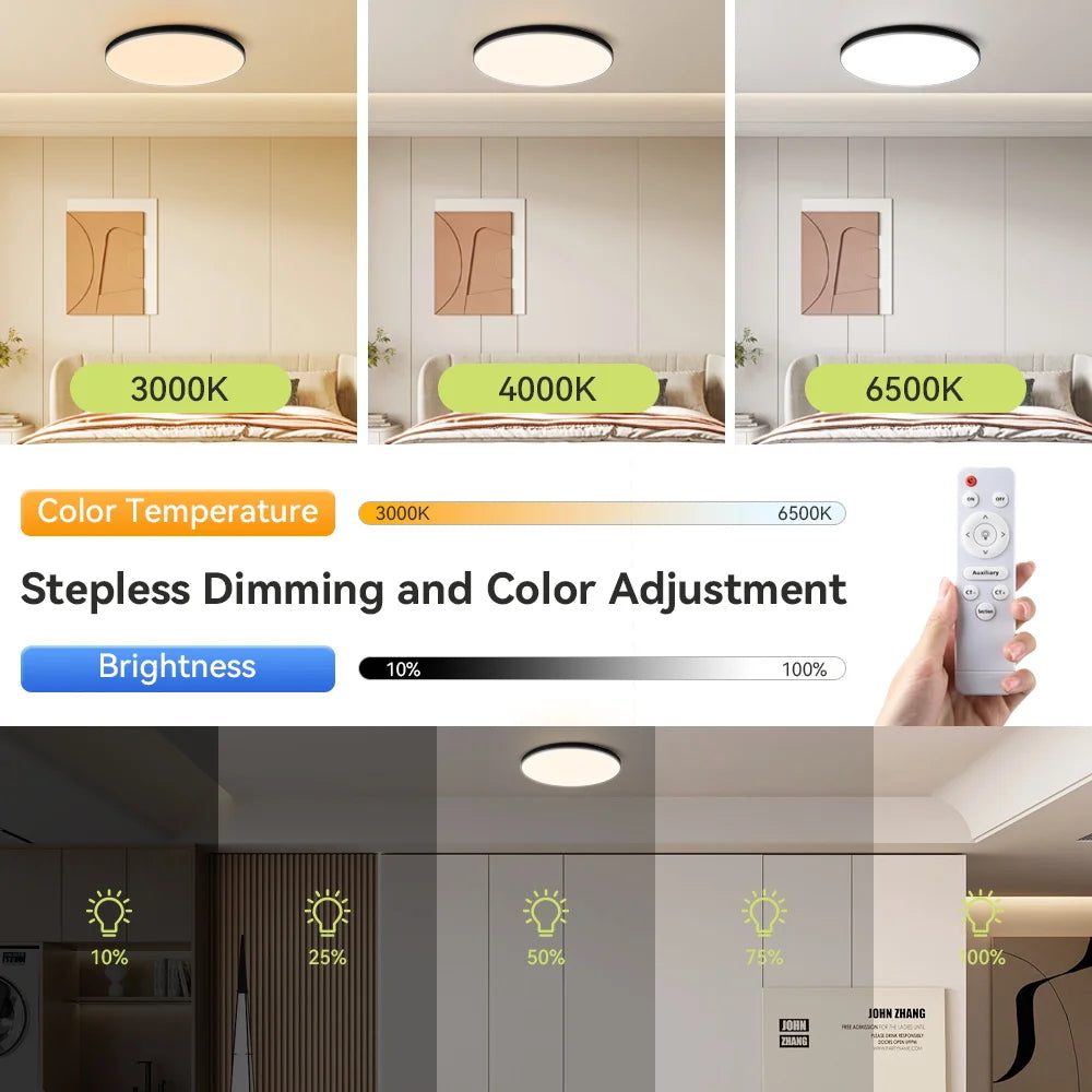 Modern Ceiling Lamps Remote Control Led Ceiling Light Dimmable 50W LED Panel Lamp Light Fixture for Kitchen Bedroom Living Room
