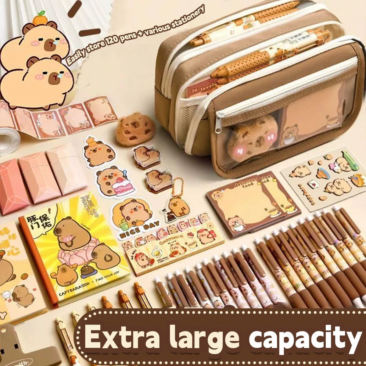 1Pc Large Capacity Pencil Case Flip Cover Stationery Pencil Bag Simple Stationery Storage bag School Office Supplies Stationery