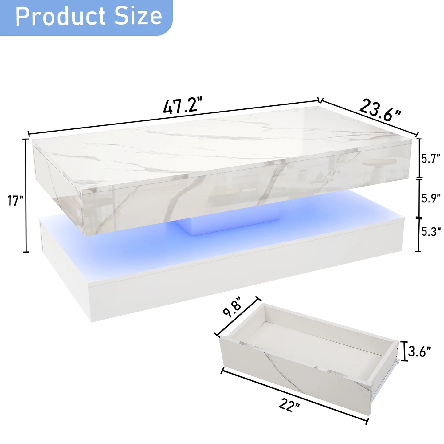 Modern White LED Coffee Table