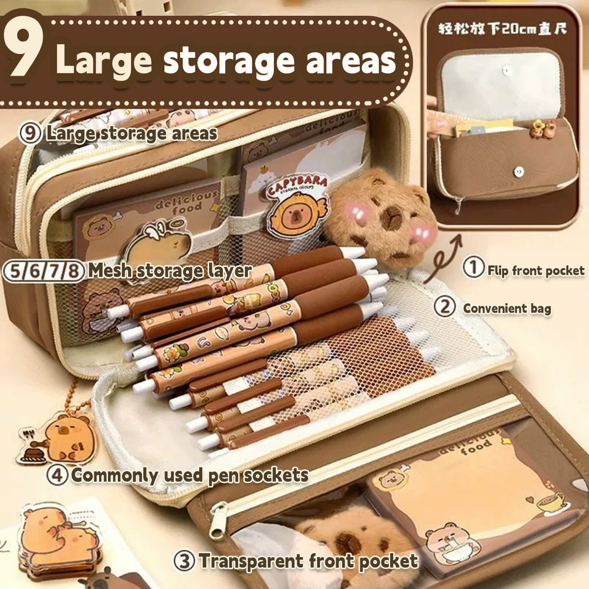 1Pc Large Capacity Pencil Case Flip Cover Stationery Pencil Bag Simple Stationery Storage bag School Office Supplies Stationery