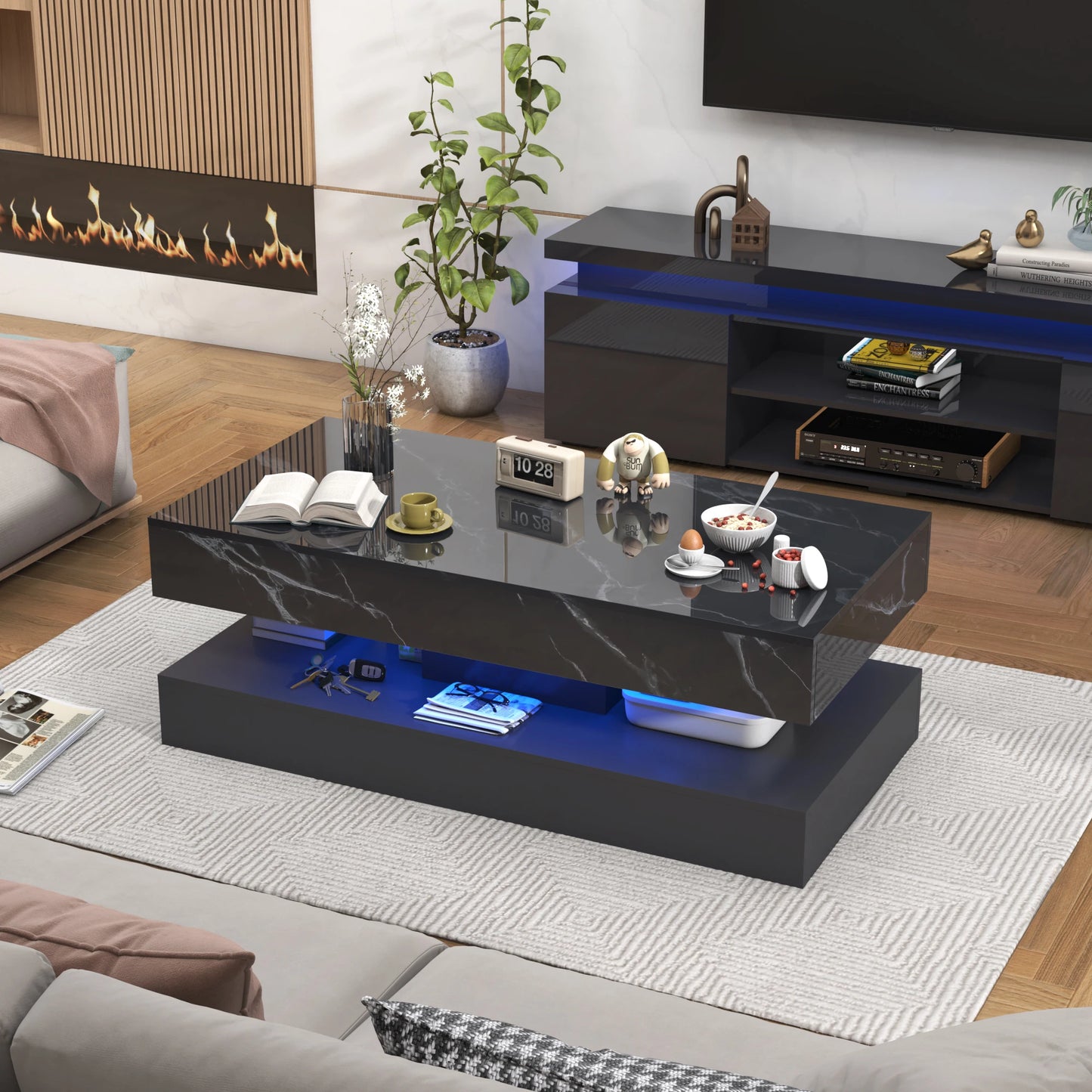 Modern White LED Coffee Table
