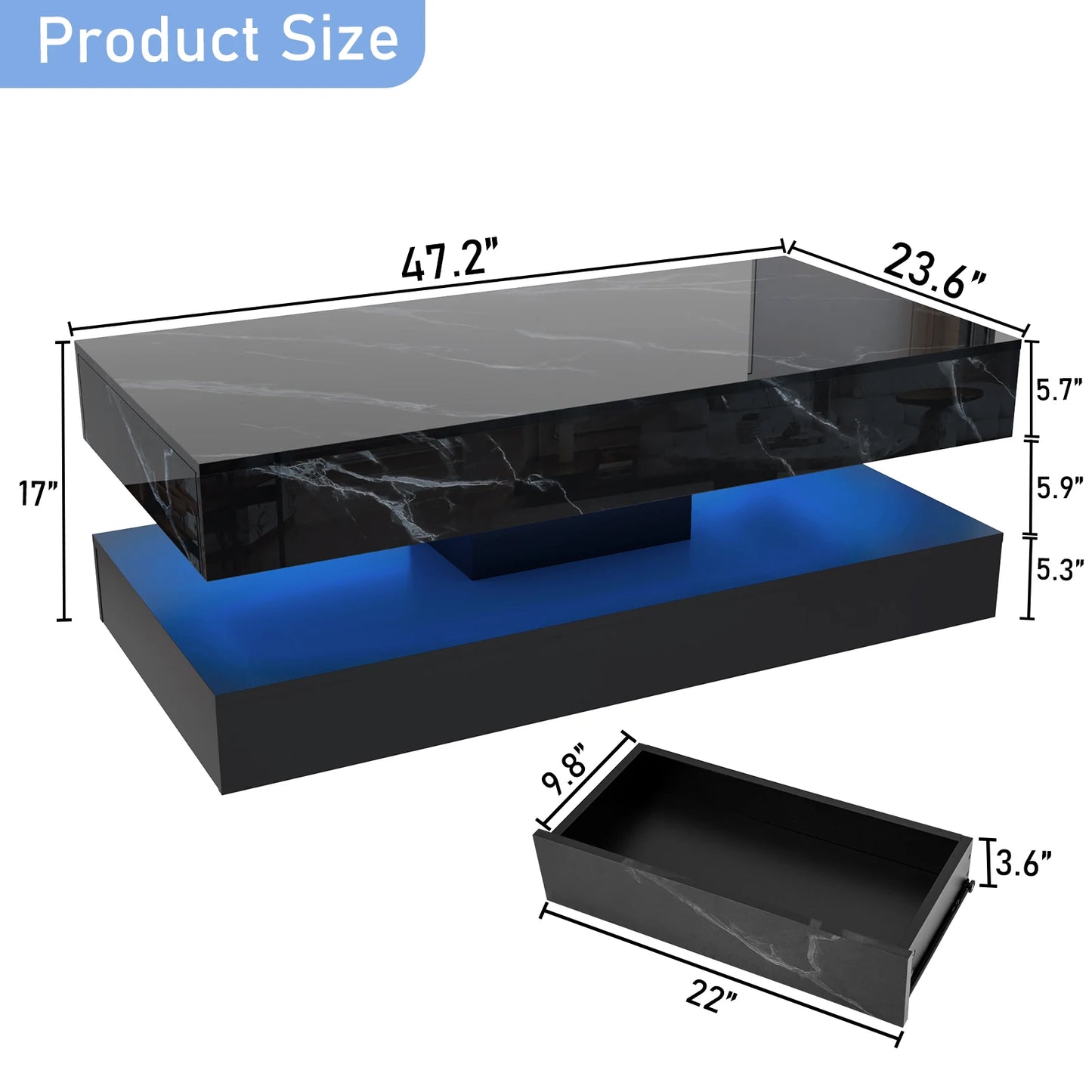Modern White LED Coffee Table