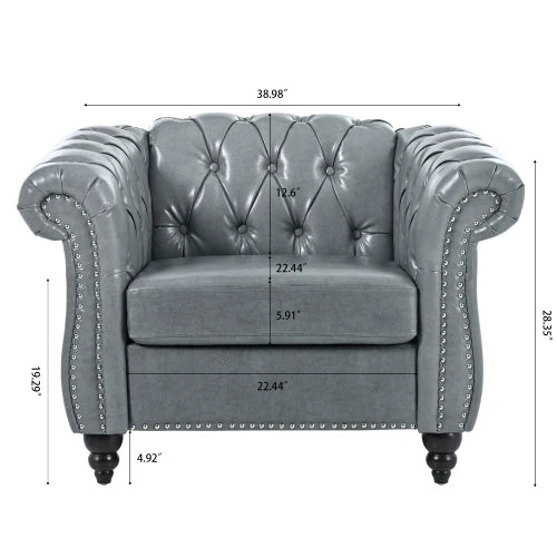 PU Rolled Arm Chesterfield Three Seater Sofa. Home Furniture Luxury Modern Sofa Furniture Living Room