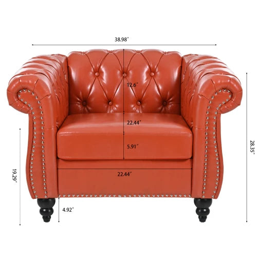 PU Rolled Arm Chesterfield Three Seater Sofa. Home Furniture Luxury Modern Sofa Furniture Living Room