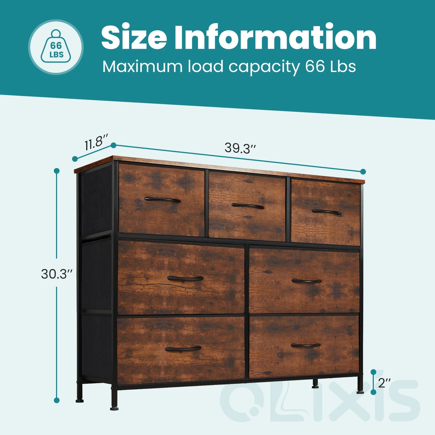 Modern 7-Drawer Fabric Dresser with Metal Frame