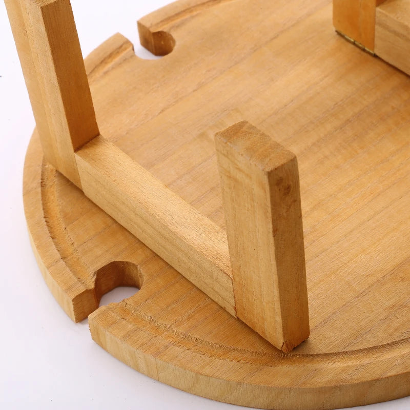 Portable Wooden Outdoor Wine Table with Snack Compartment