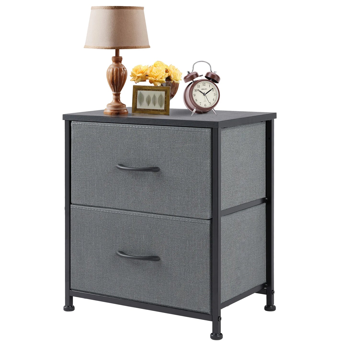 Modern 2-Drawer Nightstand with Fabric Drawers
