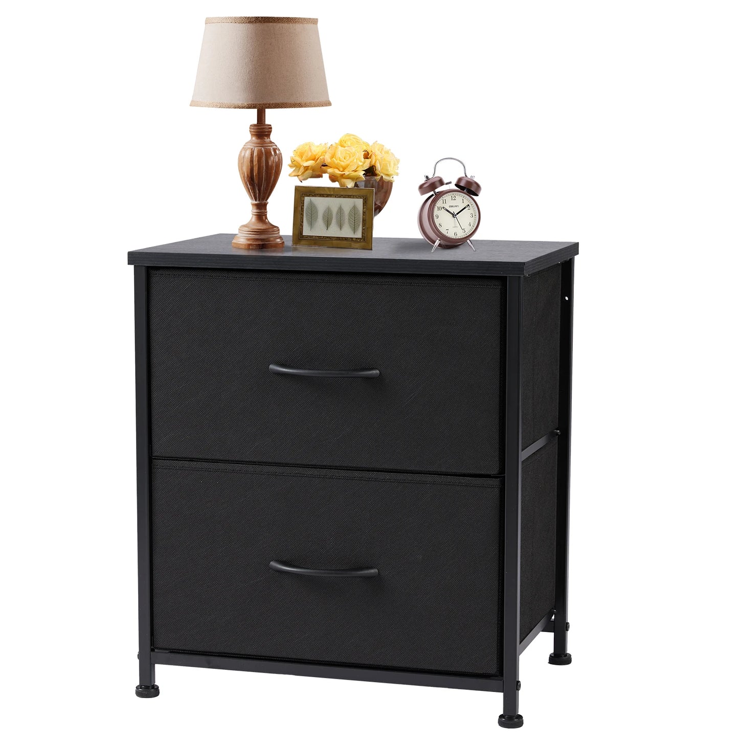 Modern 2-Drawer Nightstand with Fabric Drawers