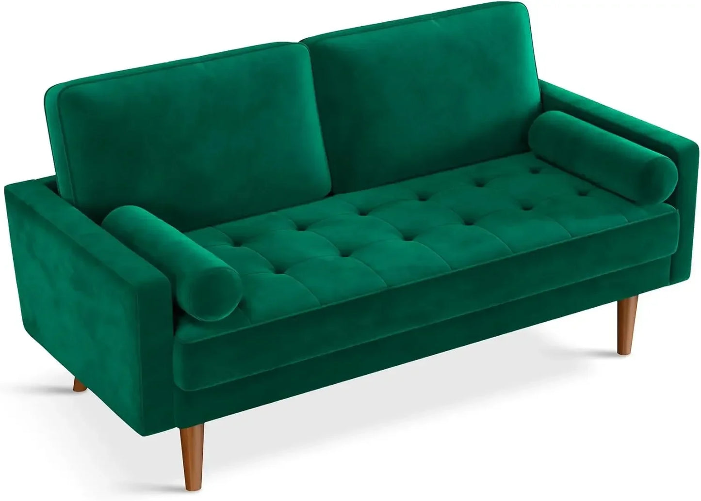 Velvet Couch Small Couch Love Seat Sofa with Tufted Seat, Mid Century Modern Couch for Living Room, Bedroom, Office