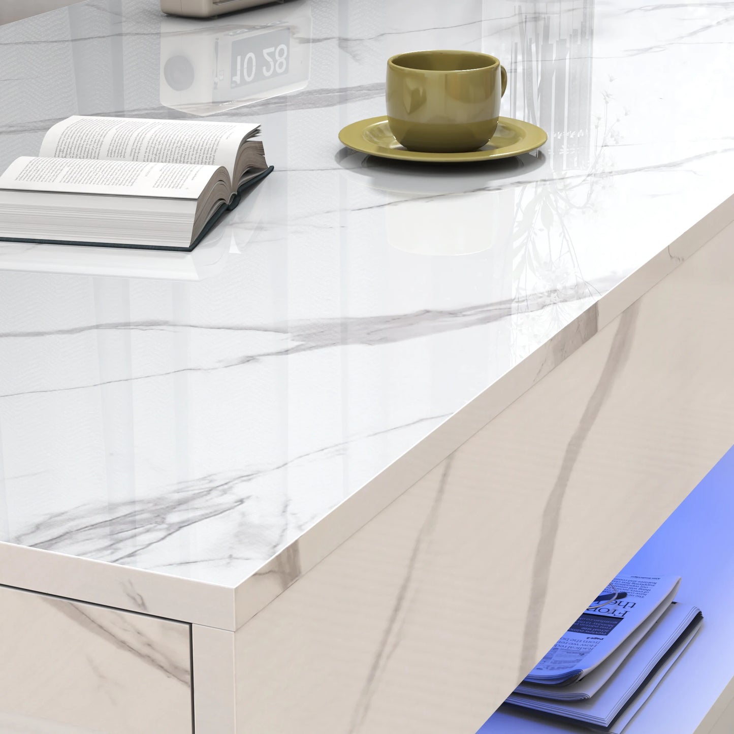 Modern White LED Coffee Table