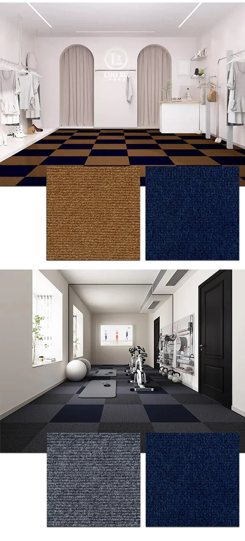 50PCS Self Adhesive Carpet Floor Tiles Sticker Square Rugs Peel and Stick Mat DIY Flooring Kitchen Dining Room Bedroom HomeDecor