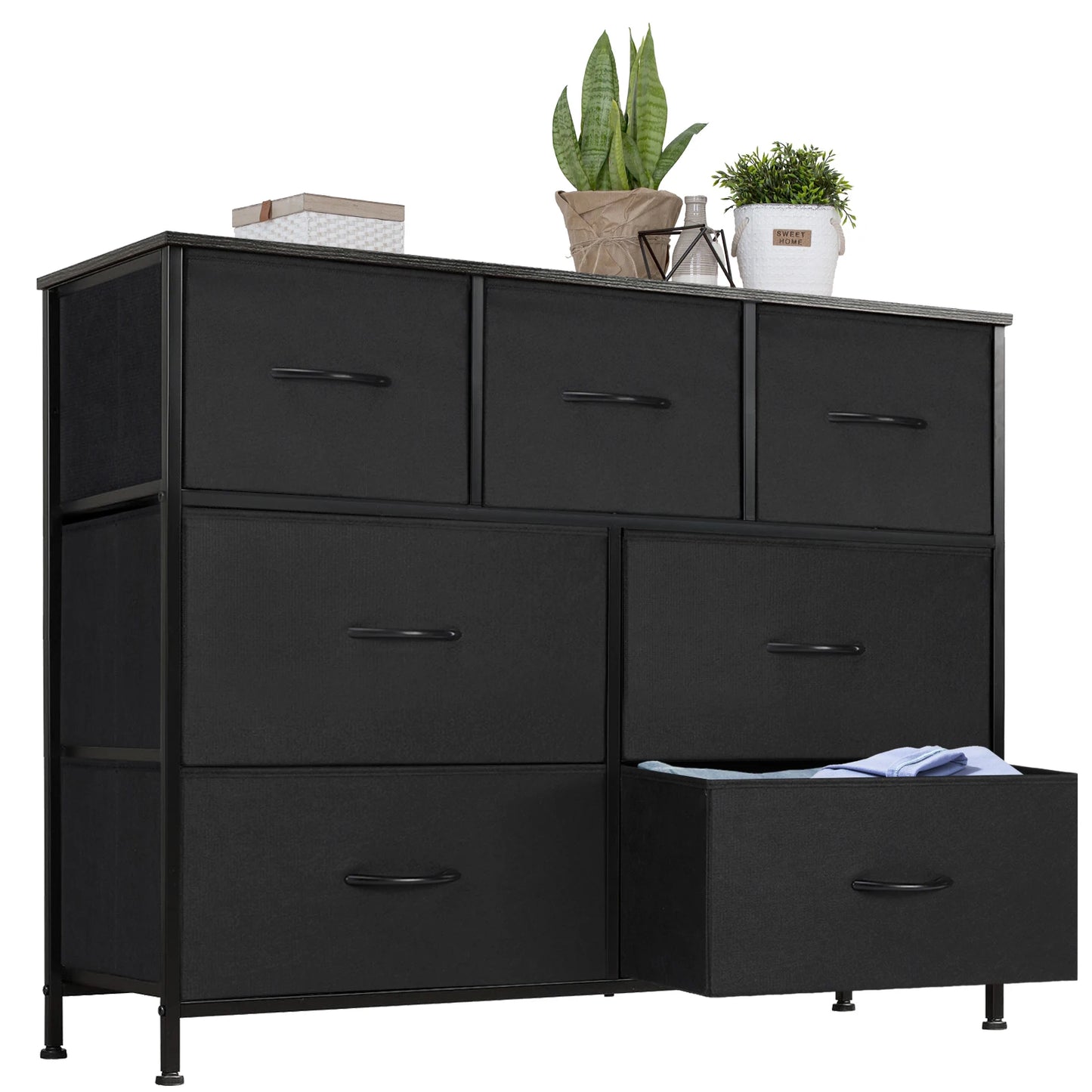 Modern 7-Drawer Fabric Dresser with Metal Frame