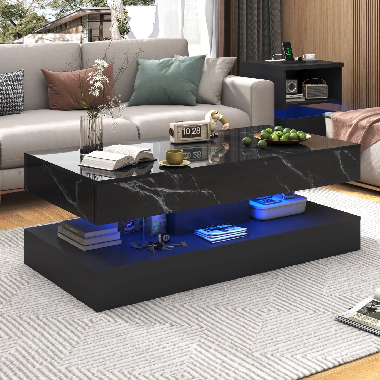 Modern White LED Coffee Table