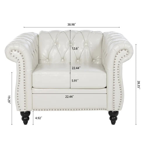 PU Rolled Arm Chesterfield Three Seater Sofa. Home Furniture Luxury Modern Sofa Furniture Living Room