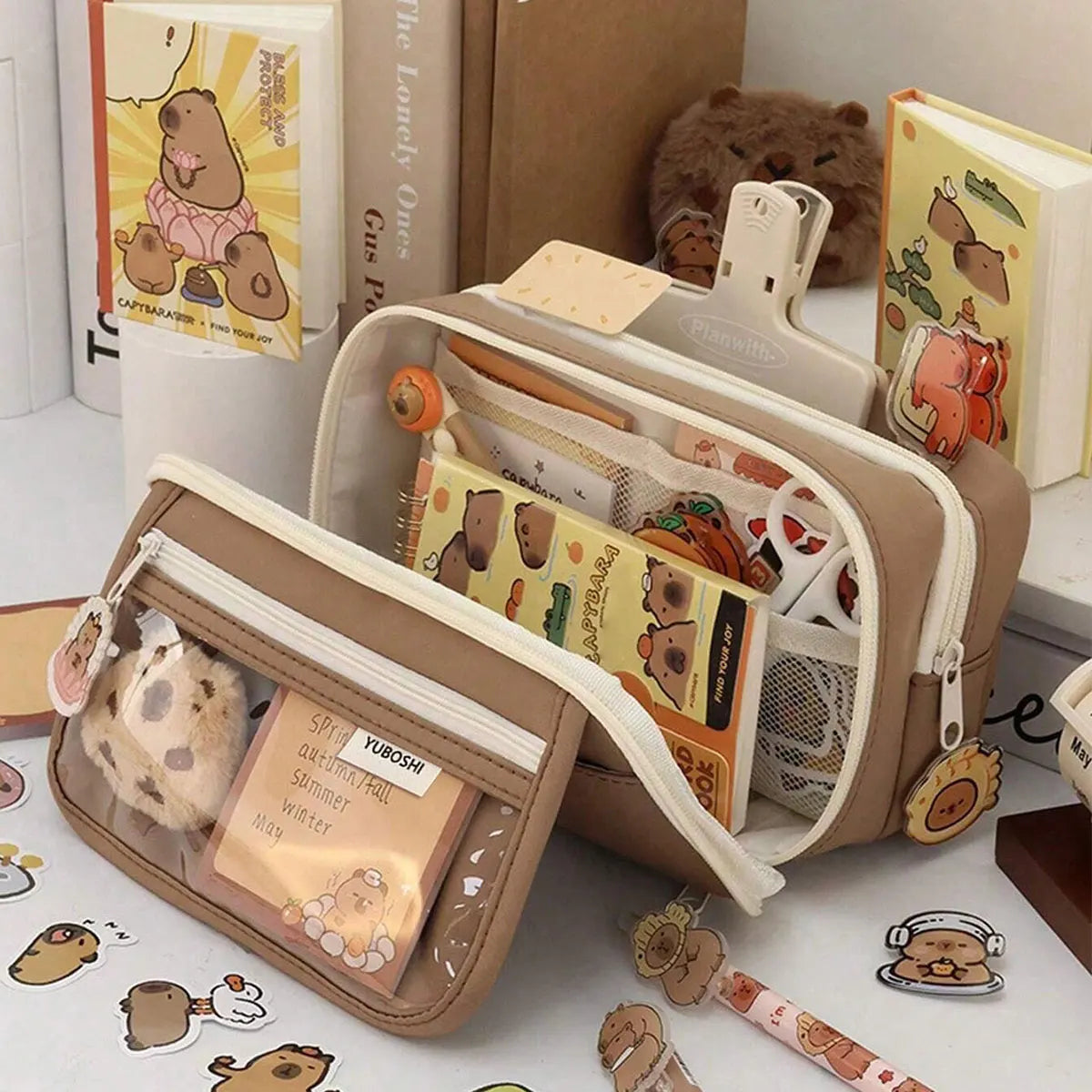 1Pc Large Capacity Pencil Case Flip Cover Stationery Pencil Bag Simple Stationery Storage bag School Office Supplies Stationery