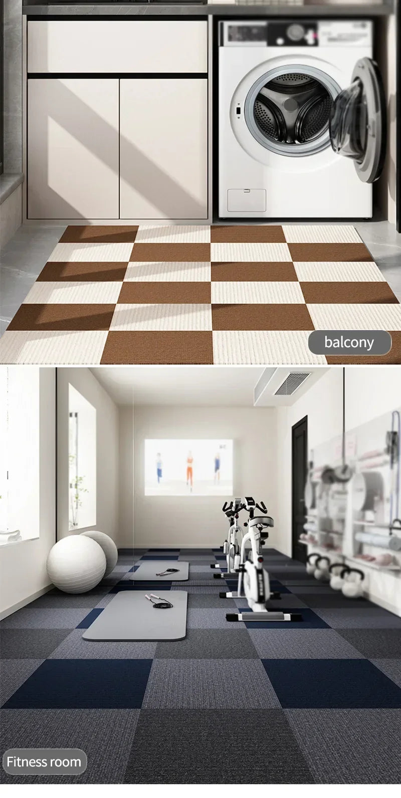 50PCS Self Adhesive Carpet Floor Tiles Sticker Square Rugs Peel and Stick Mat DIY Flooring Kitchen Dining Room Bedroom HomeDecor