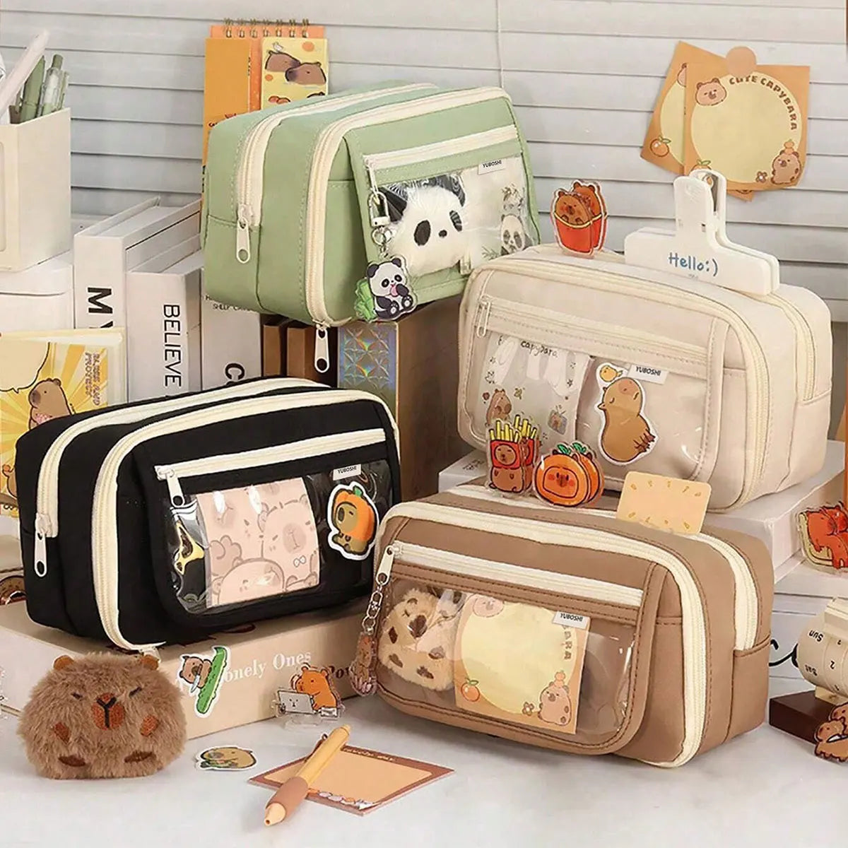 1Pc Large Capacity Pencil Case Flip Cover Stationery Pencil Bag Simple Stationery Storage bag School Office Supplies Stationery