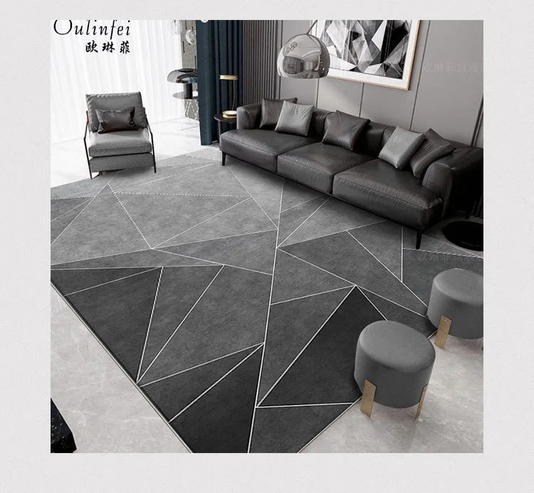 VIKAMA Nordic Geometric Carpet Learning Office Computer Desk Non-Slip Mat Living Room Bedroom Crystal Velvet Mat Home Decor