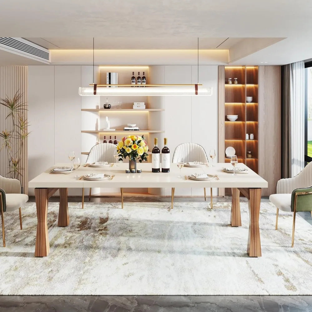 Modern Dining Table for 6-8 People, 71" Large Kitchen Table with Sturdy Legs, Rectangle Dinner Table Kitchen & Dining Room Furn