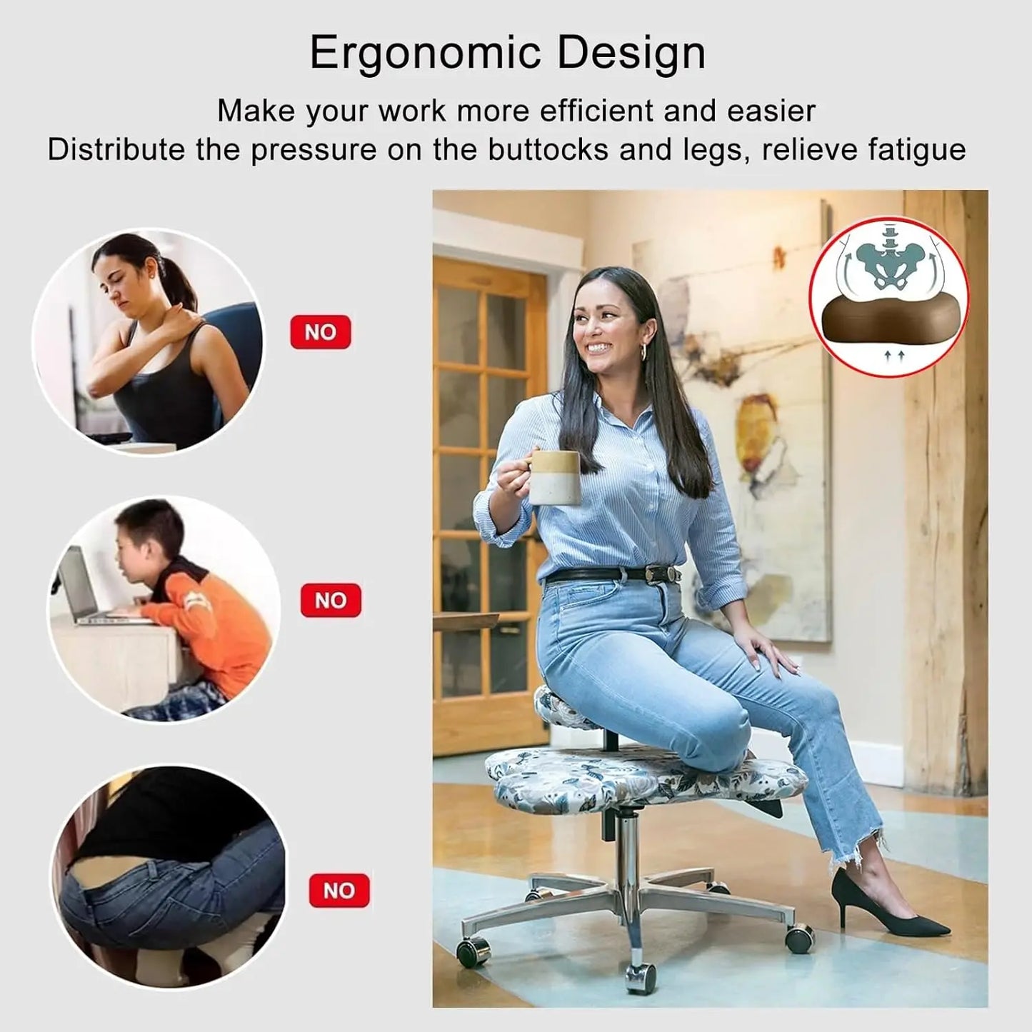 Ergonomic Kneeling Office Chair with Wheels