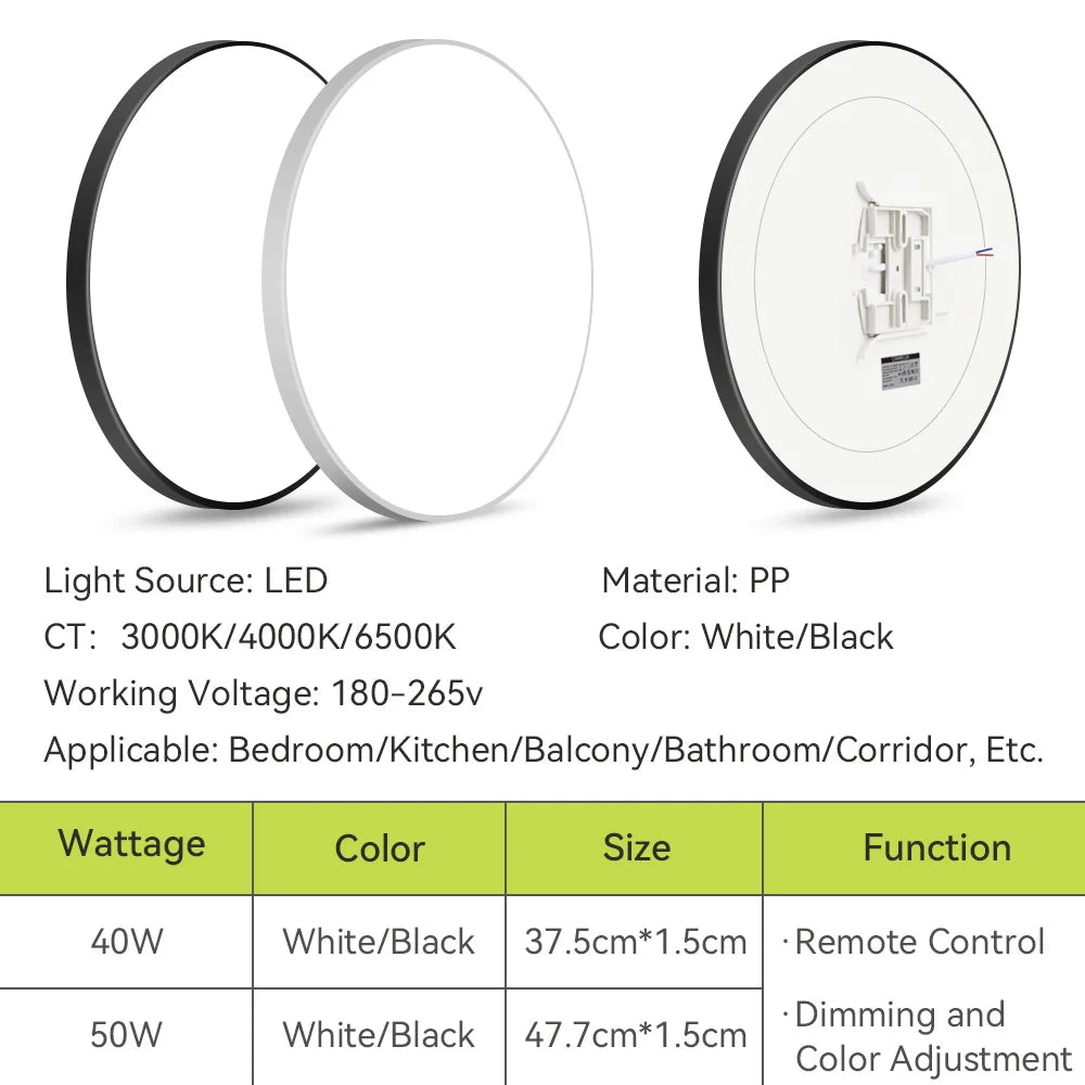 Modern Ceiling Lamps Remote Control Led Ceiling Light Dimmable 50W LED Panel Lamp Light Fixture for Kitchen Bedroom Living Room