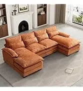 Emerald Green Velvet Sectional Sofa with Ottoman