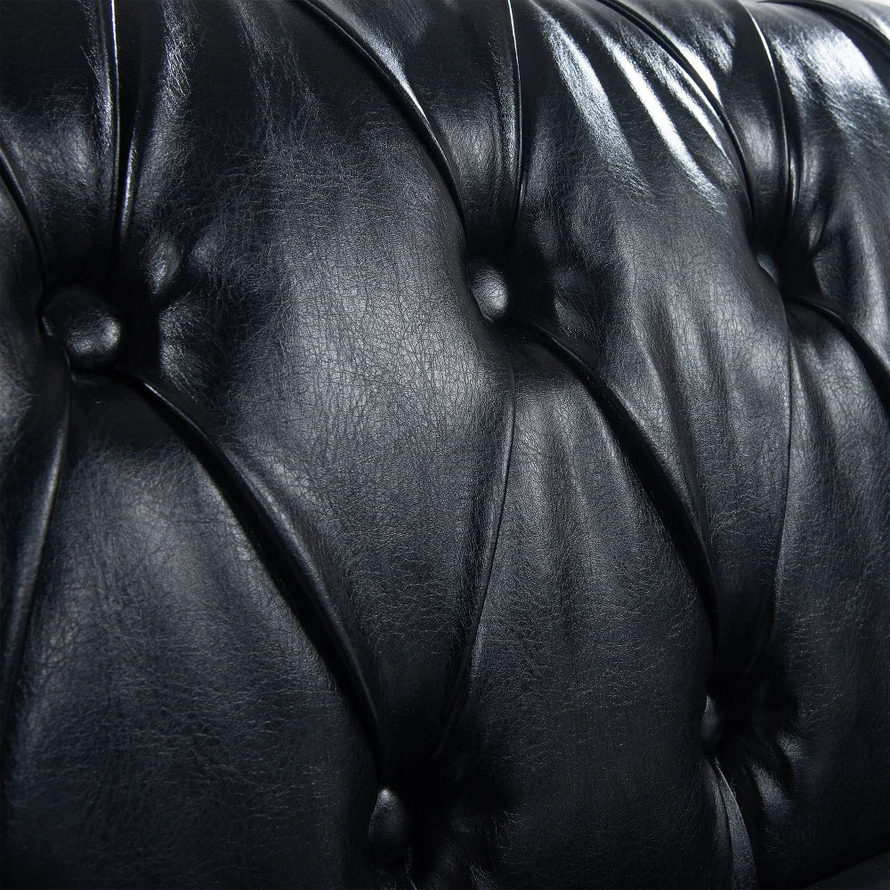 PU Rolled Arm Chesterfield Three Seater Sofa. Home Furniture Luxury Modern Sofa Furniture Living Room