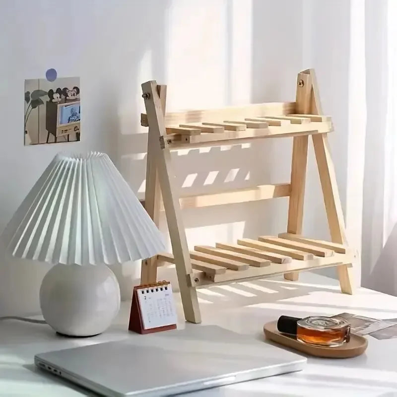 2-Tier Wooden Desktop Organizer Shelf
