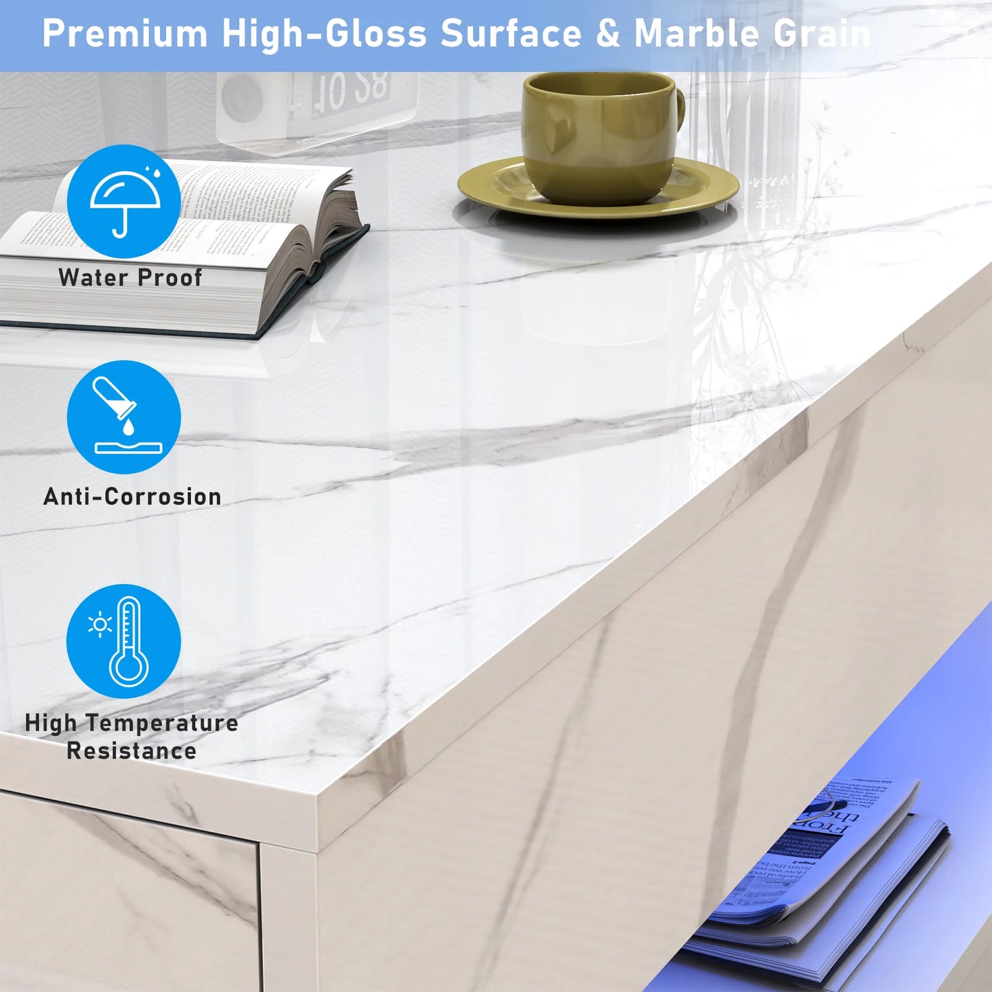 Modern White LED Coffee Table