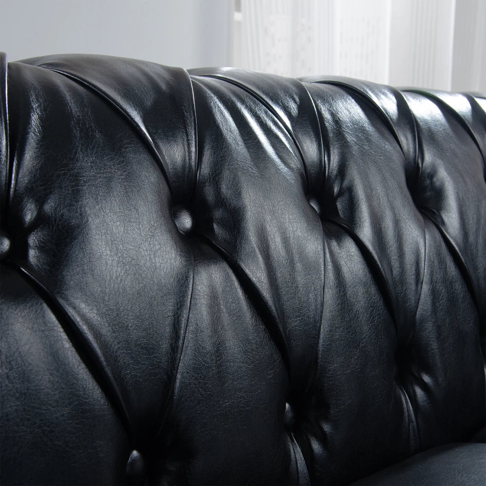 PU Rolled Arm Chesterfield Three Seater Sofa. Home Furniture Luxury Modern Sofa Furniture Living Room