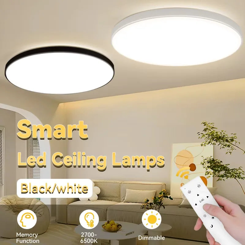 Modern Ceiling Lamps Remote Control Led Ceiling Light Dimmable 50W LED Panel Lamp Light Fixture for Kitchen Bedroom Living Room