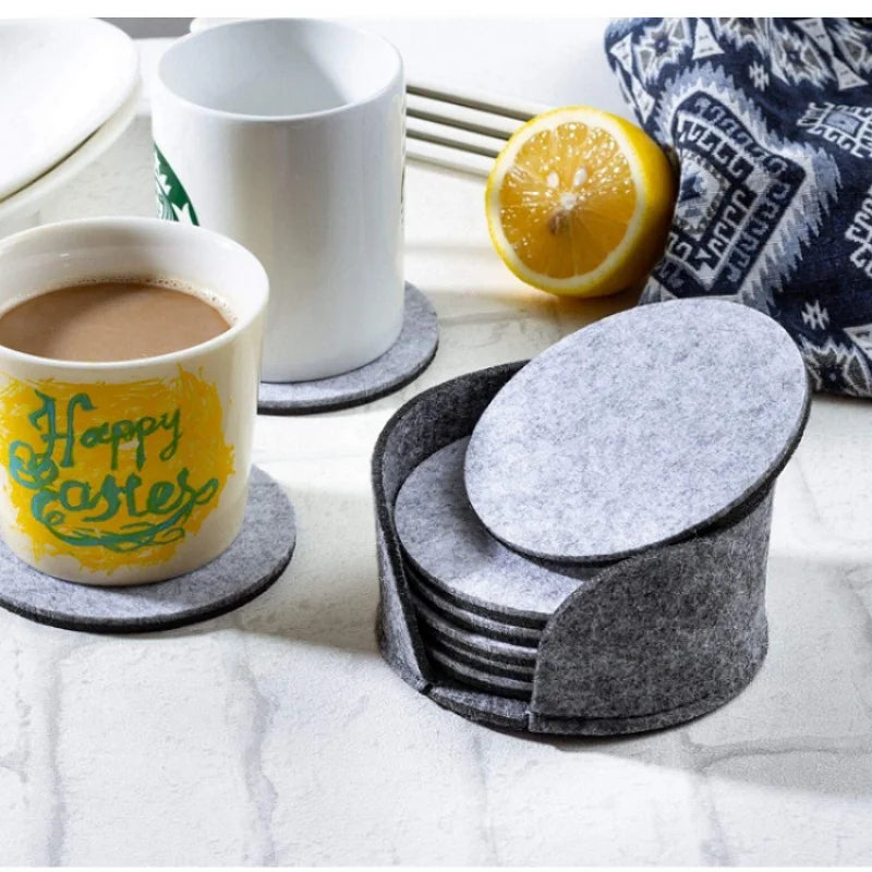 11pcs Round Felt Coaster Dining Table Protector Pad Heat Resistant Cup Mat Coffee Tea Hot Drink Mug Placemat Kitchen Accessories