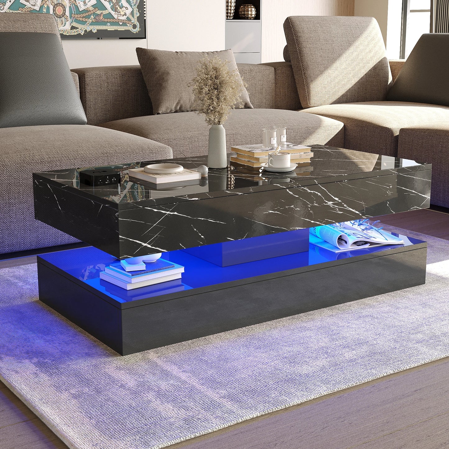 Modern White LED Coffee Table