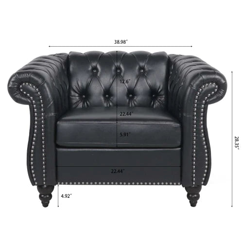 PU Rolled Arm Chesterfield Three Seater Sofa. Home Furniture Luxury Modern Sofa Furniture Living Room