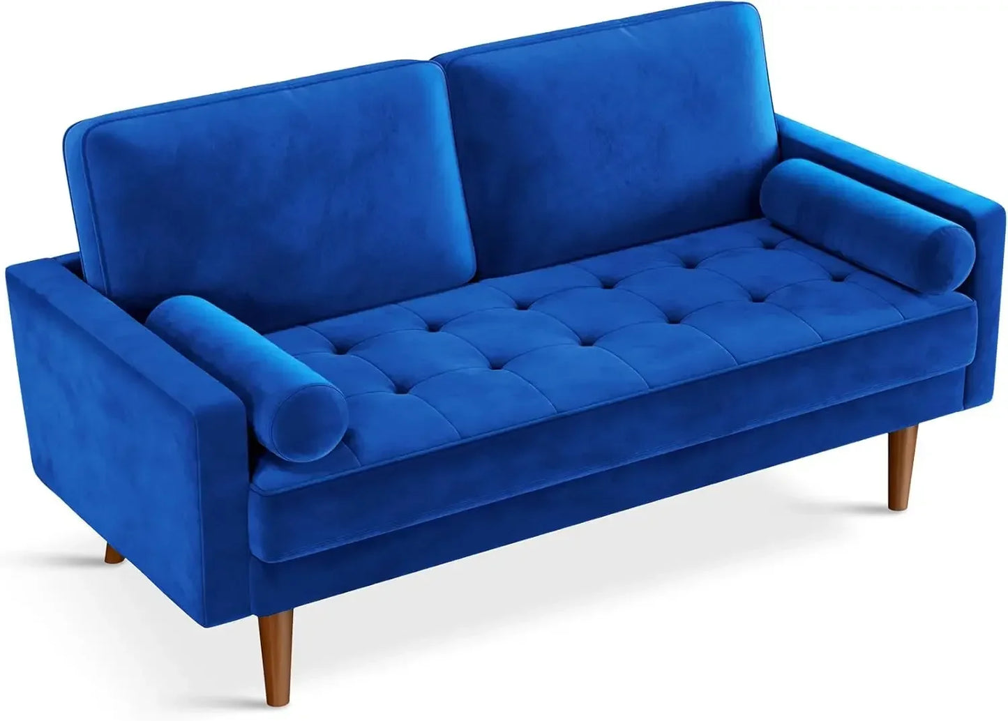 Velvet Couch Small Couch Love Seat Sofa with Tufted Seat, Mid Century Modern Couch for Living Room, Bedroom, Office