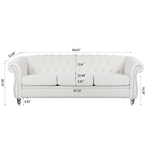 PU Rolled Arm Chesterfield Three Seater Sofa. Home Furniture Luxury Modern Sofa Furniture Living Room