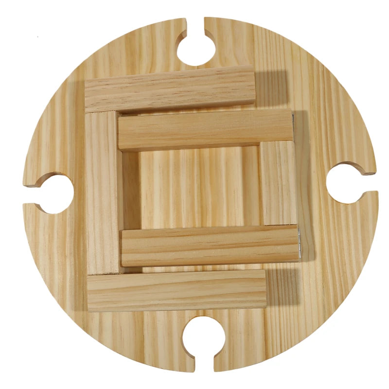 Portable Wooden Outdoor Wine Table with Snack Compartment