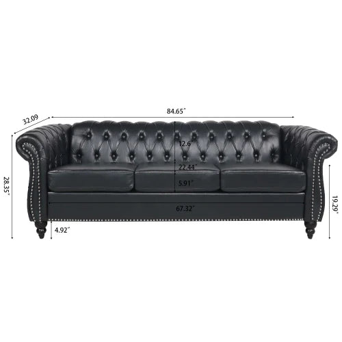 PU Rolled Arm Chesterfield Three Seater Sofa. Home Furniture Luxury Modern Sofa Furniture Living Room