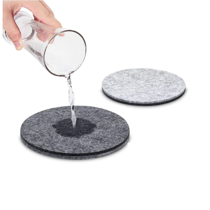 11pcs Round Felt Coaster Dining Table Protector Pad Heat Resistant Cup Mat Coffee Tea Hot Drink Mug Placemat Kitchen Accessories