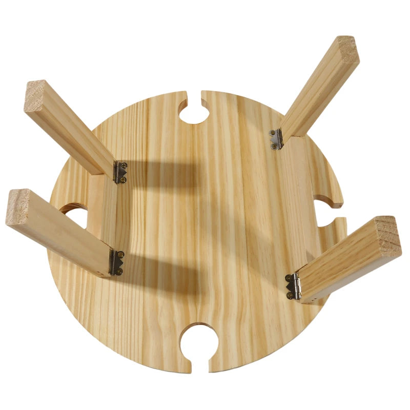 Portable Wooden Outdoor Wine Table with Snack Compartment
